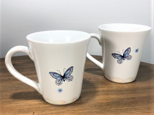 Imagem 2 de 3 de Canecas Casal Borboleta Bodas De 20 Anos De Casamento