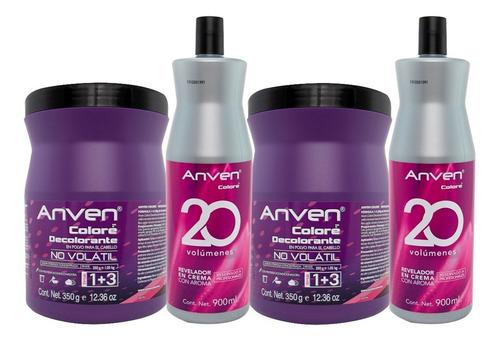 2 Anven Decolorante No Volatil 1+3 350 G + 2 Anven Revelador