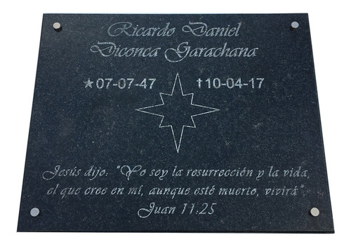 Placa Grabada En Mármol, Recordatoria Para Cementerio 70x60