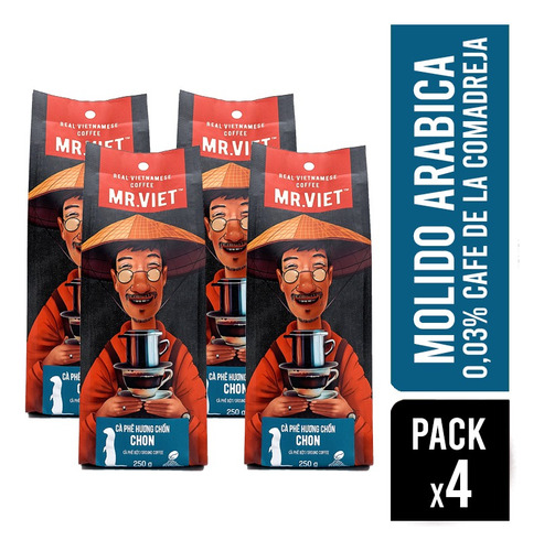 Pack X4 Café Molido De La Comadreja Kopi Luwak 250gr Mr Viet