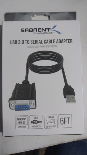 Sabrent Usb 2.0 To Serial Db-9 Rs-232 Adapter Cable 6ft 