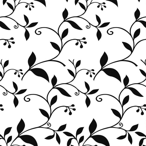 Papel De Parede Floral Preto E Branco 3,0m X 50cm