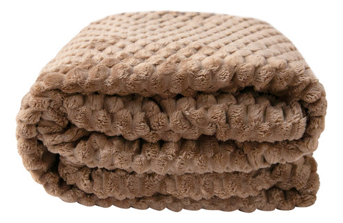 Frazada Descanso Térmica Taupe Sherpa Café Color Marrón Diseño De La Tela Lisa