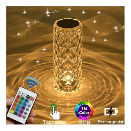 Lámpara De Mesa Recargable Con Control Táctil De 16 Colores