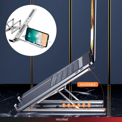 Imagen 9 de 10 de Soporte Plegable Base Notebook Regulable Aluminio + Regalo
