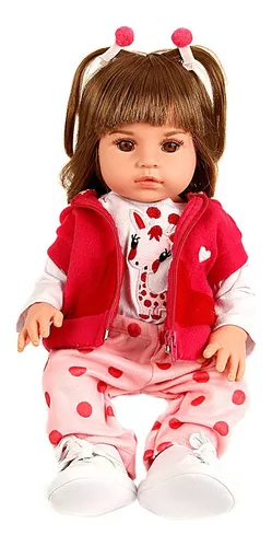 Boneca bebe reborn laura baby menina realista silicone e algodao 48 cm e  girafinha