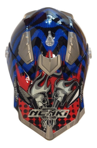 Imagen 1 de 4 de Casco Nenki Nk-315 Cross Diseño Bujia Varios Colores