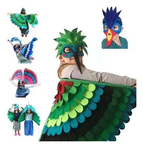 Fj Disfraz Búho Con Alas Pavo Real Pájaro Con Máscara