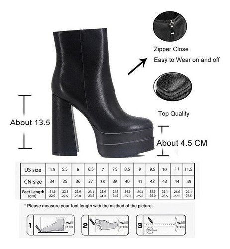 Botines Plataforma Mujer Botas Cortas Tacón Alto Grueso
