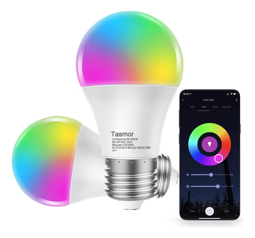 Tasmor Bombilla Inteligente Que Cambian Color Funcionan Wifi