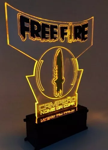 Abajur Luminária Free Fire Freefire Personalizado Com Nome