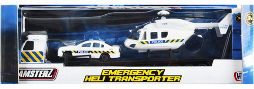 Helicoptero De Emergencia Teamsterz Policia Wabro Color Blanco Amarillo Rojo
