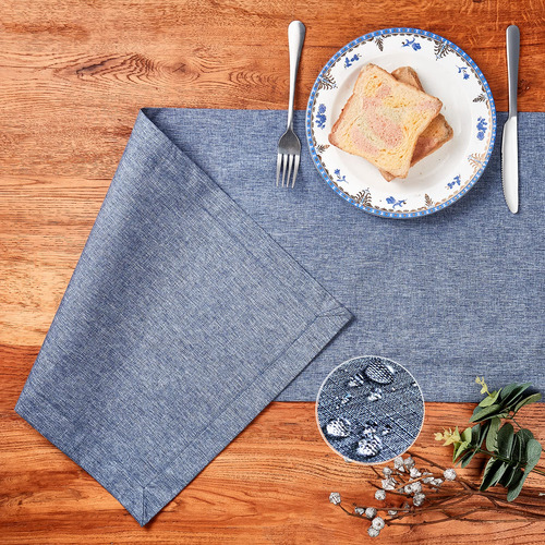 Camino De Mesa De Lino Azul Para Bodas Y Cenas