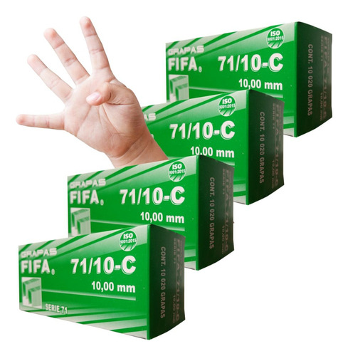 Grapas Fifa 7110-c De 10 Mm Serie 71 - 4 Caja Con 10,020 C/u Color Gris