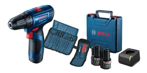 Taladro Atornillador Bosch GSR 120-LI 2 Baterías 23 Accesorios Color Azul