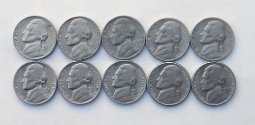 Lote 10 Monedas Usa Five Cents