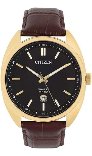 Citizen Reloj De Los Hombres De Cuero Marrón Con Esfera