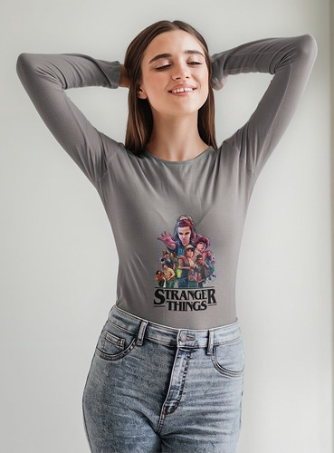 Polera Larga Stranger Things Helfire Club Poder Estampado