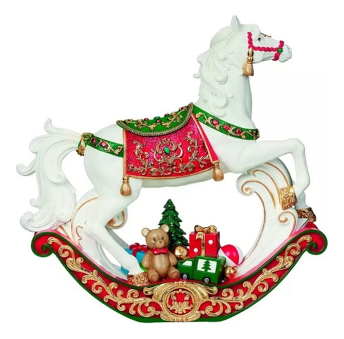 Caballo Mecedor Adorno De Navidad Con Música Y Luces Led .