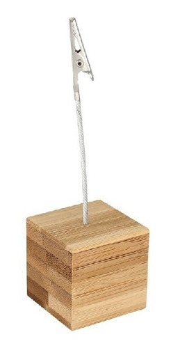 Memo Clip Bamboo, Cubo 4 X 4 X 4 Cm/altura 12.4 Cm, 8 Unds