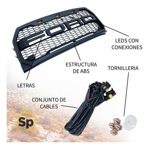 Imagen 5 de 8 de Parrilla Tipo Raptor Ford Lobo F150 2016/2017 Con Led