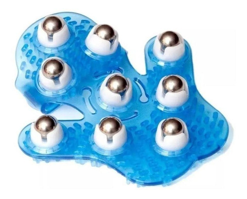 Massageador Luva Corporal Estética Manual 9 Esferas Azul