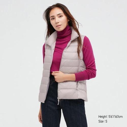 Chaleco Uniqlo Ultra Light Down Vest Mujer Gris Original