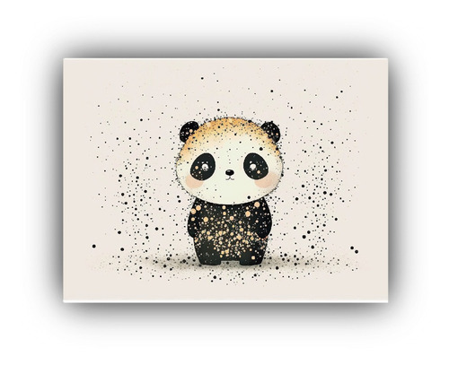 Cuadro Bastidor Madera Hermoso Panda Escena 60x40cm Animales