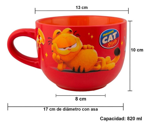 Tazon Cerealero Rojo De 820 Ml Garfield Cafe Te