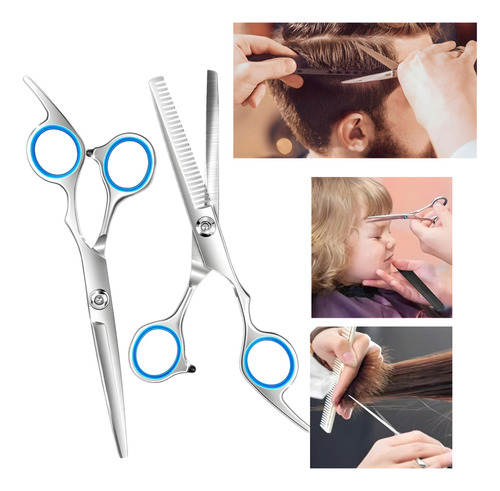 Set 2 Tijeras Profesional Corte Pelo Filo Navaja+ Desmechado