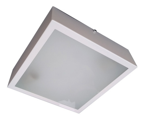 Plafon Sobrepor Com Vidro Interno Quadrado 30x30 Cor Branco