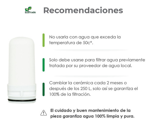 Repuesto Ceramica Filtro Purificador Agua Grifo Ecotrade F.