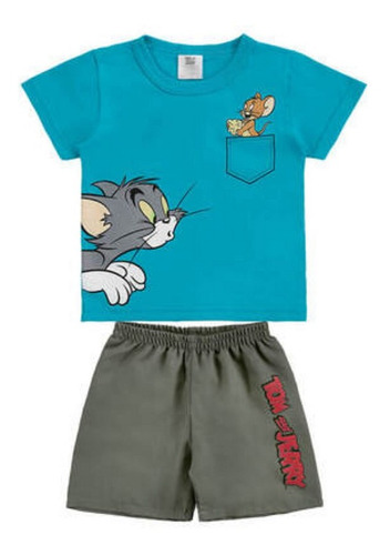 Conjunto Camiseta Bermuda Tom & Jerry Marlan T4055 Tam 1-2-3