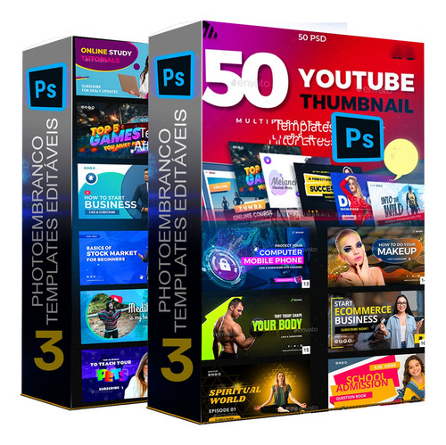 Pack 50 Thumbnail Para Youtube Pacote Artes Editáveis Psd 3