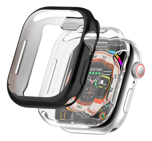 USTIYA 2x Funda Para Apple Watch Series 10 42mm Case Protector Tpu Carasa Negro+Transparente Cover