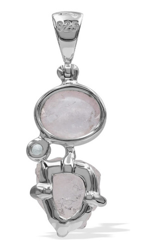 Dije De Morganita Y Topacio Blanco En Plata De Ley