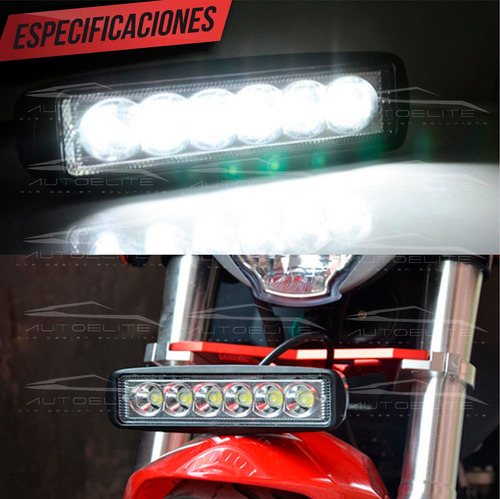Imagen 5 de 10 de 2 Faros Barra Led Universal Cree Rectangular 6 Led 18w