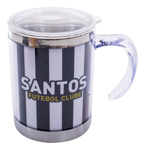 Caneca Térmica Com Tampa Time Santos Licenciado 450 Ml Cor Branco