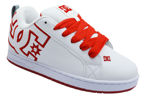 Tenis Dc Shoes Court Graffik 300529 Wr6 White/red/grey