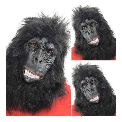 Máscara Halloween Gorila Mono Color Negro.