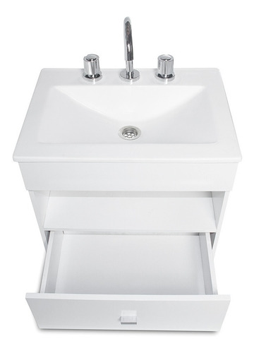 Imagen 4 de 8 de Vanitory Laqueado Cajon Colgante Blanco Colgar 50cm Bacha