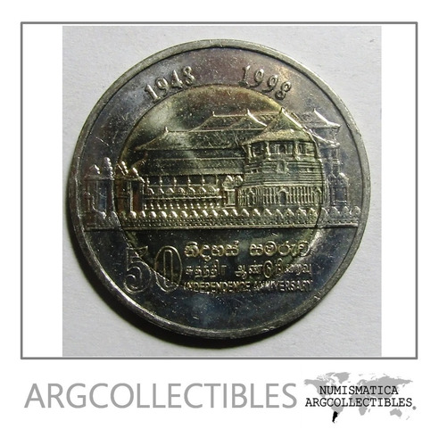 Sri Lanka Moneda Bimetal 10 Rupias 1998 - Aniv Independencia