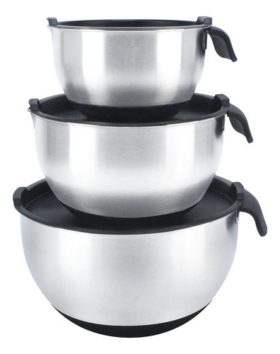 Juego 3 Tazones De Acero Inox. Con Tapa Y Rayadores - Jt6849