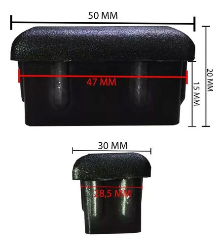 Imagem 3 de 4 de Tampa Retangular Plástica Acabamentos Metalon 50x30 10 Peças