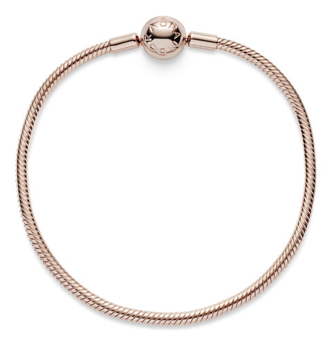Brazalete Con Broche Pandora Cubierto En Oro Rosa De 14k Talla 16 cm