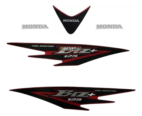 Kit Adesivo Jogo Faixas Moto Honda Biz 125 + 2010 Vermelha