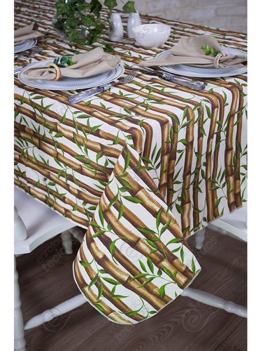 Toalha De Mesa Impermeável 2,1m X 1,4m Acqua Bambu Bronze