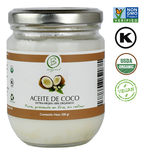 B Organics - Aceite De Coco Organico 200ml