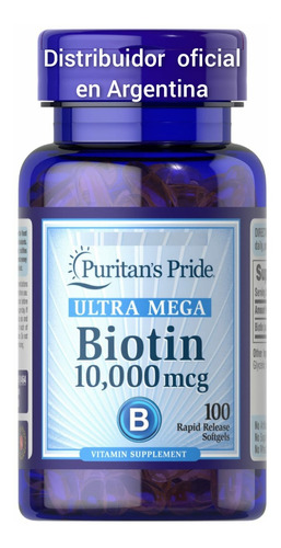 Imagen 1 de 3 de Ultra Mega Biotin 10000. Mcg X 100 Cáp. Suministro 3 Meses.
