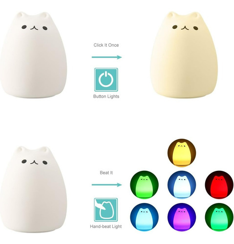 Luz Nocturna Led Sensor Táctil De Silicona Suave Para Gatos